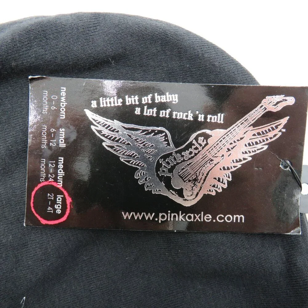 Pinkaxle Hat Black Toddler Beanie White‎  Guitar Wings Design Large 2T 4T New